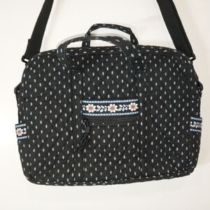 NWT Vera Bradley Retired Alpine Black Metro Laptop Messenger Travel Shoulder Bag